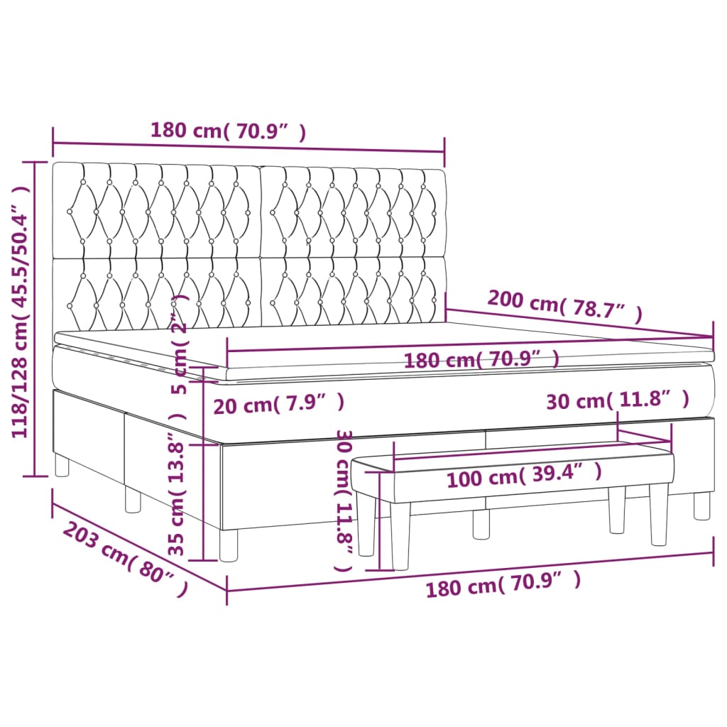 Box Spring Postel S Matrací Růžová 180X200 Cm Samet