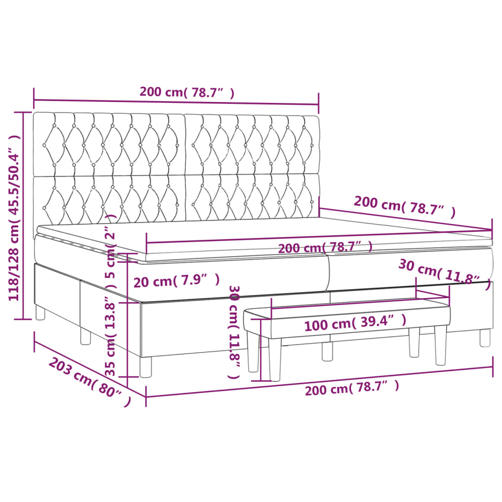 Box Spring Postel S Matrací Růžová 200X200 Cm Samet