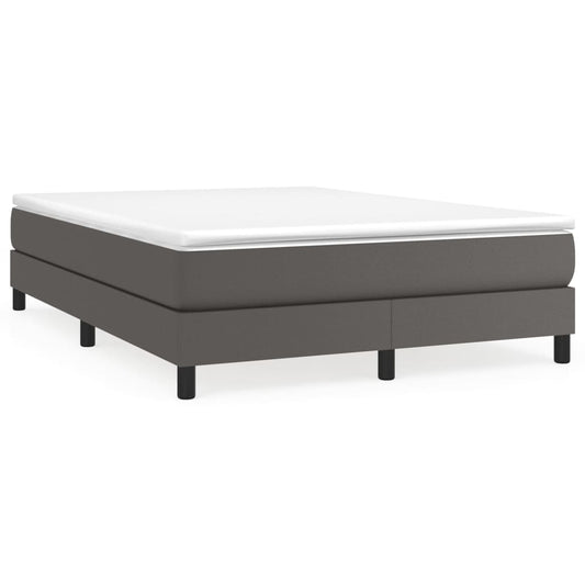 Box Spring Postel S Matrací Šedá Umělá Kůže Šedá