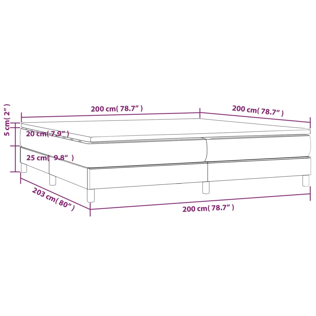 Box Spring Postel S Matrací Světle Šedá 200X200 Cm Samet