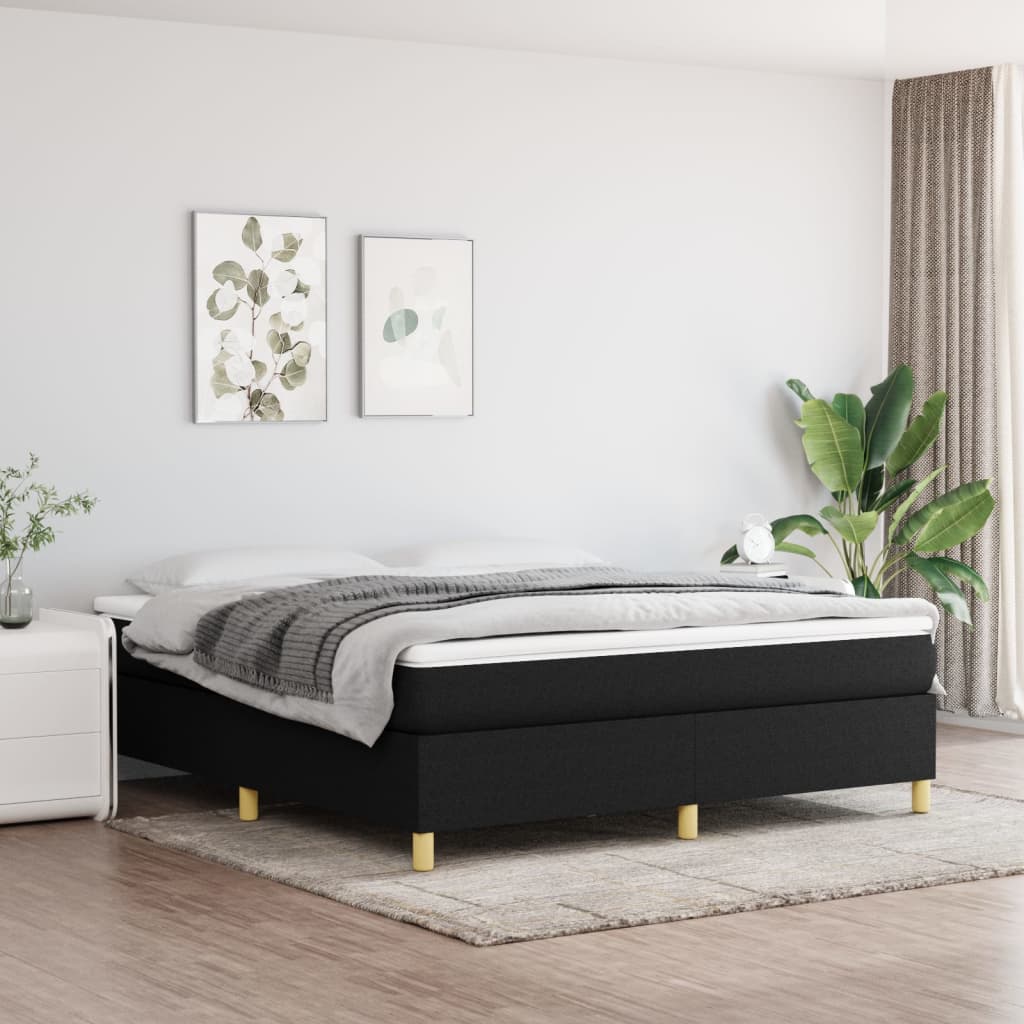 Box Spring Postel S Matrací Černá Textil Černá