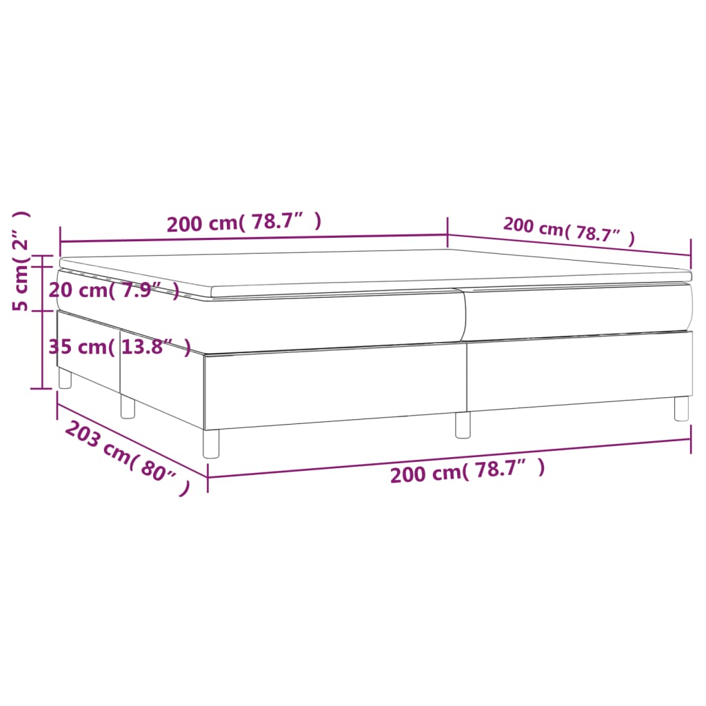 Box Spring Postel S Matrací Tmavě Šedá 200X200 Cm Samet