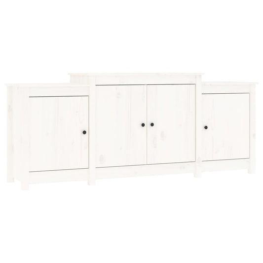 Příborník Bílý 164 X 37 X 68 Cm Masivní Borové Dřevo