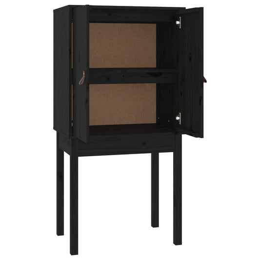 Skříň Highboard Černá 60X40X120 Cm Masivní Borové Dřevo