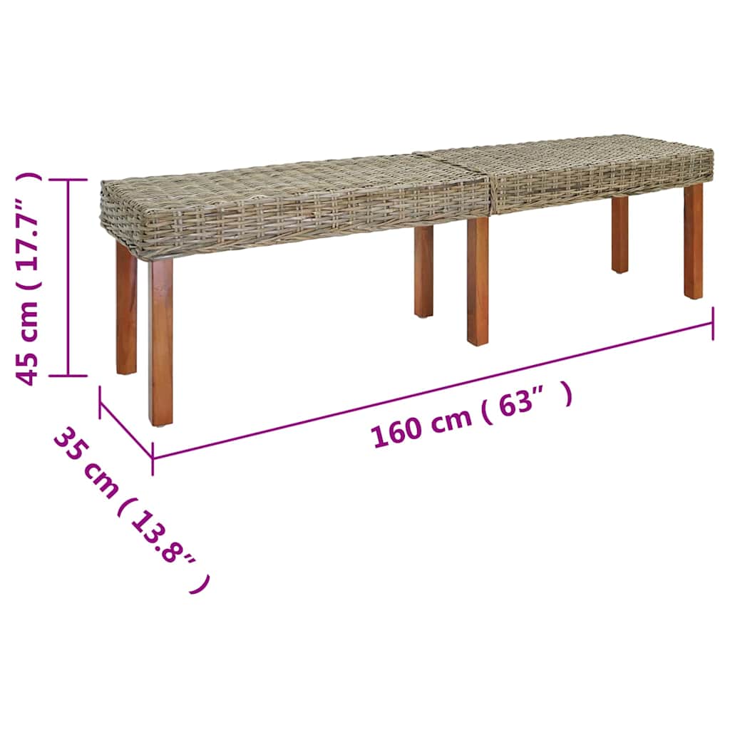 Lavice Přírodní 160 X 35 X 45 Cm Masivní Mangové Dřevo