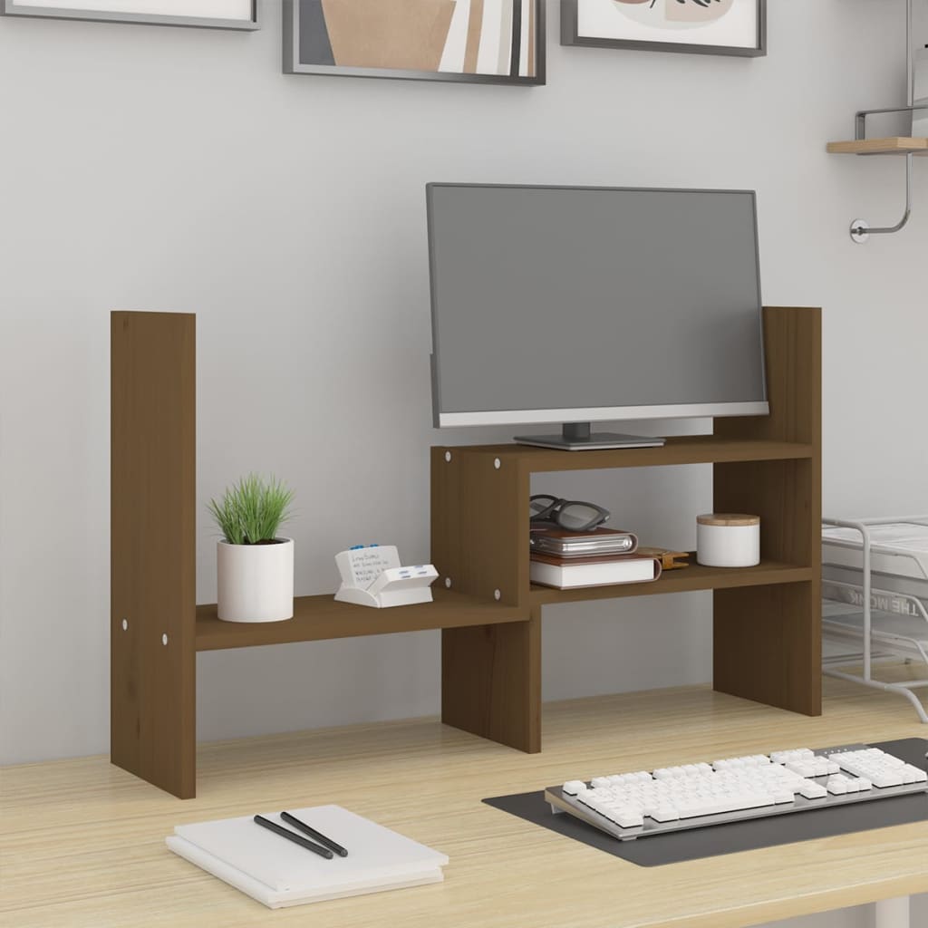 Stojan Na Monitor Černý (39–72) X 17 X 43 Cm Masivní Borovice