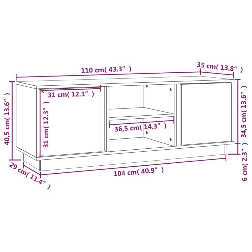 Tv Skříňka Medově Hnědá 110X35X40,5 Cm Masivní Borové Dřevo