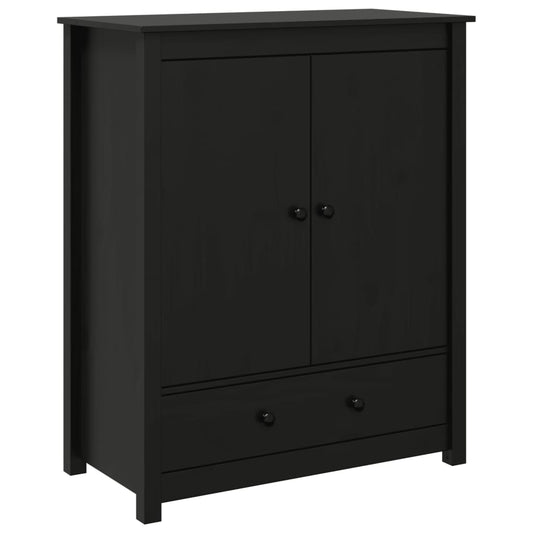 Skříň Highboard Černá 83 X 41,5 X 100 Cm Masivní Borové Dřevo