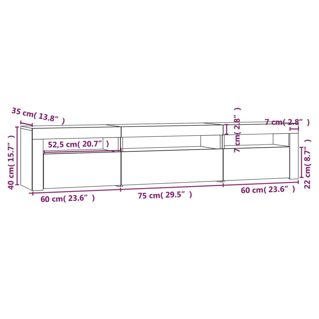 Tv Skříňka S Led Osvětlením Dub Sonoma 195 X 35 X 40 Cm
