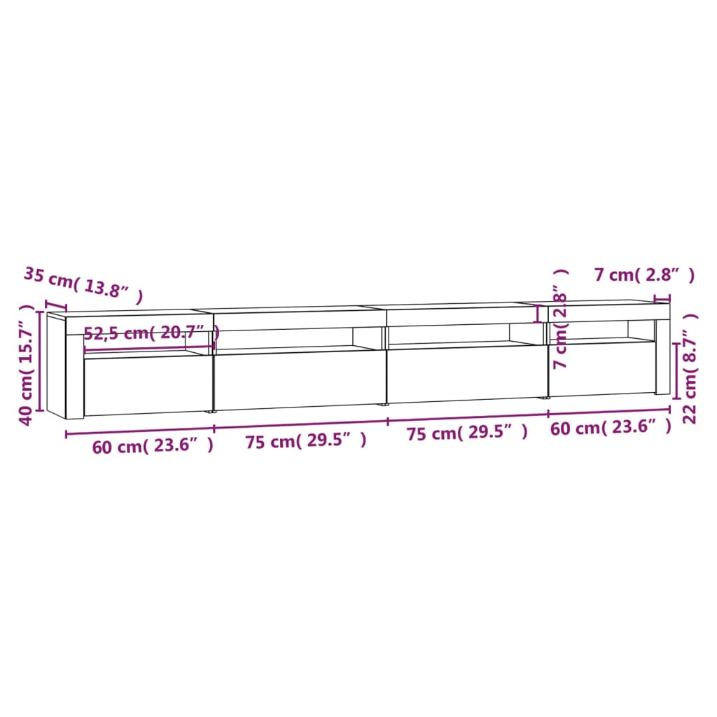 Tv Skříňka S Led Osvětlením Dub Sonoma 270 X 35 X 40 Cm