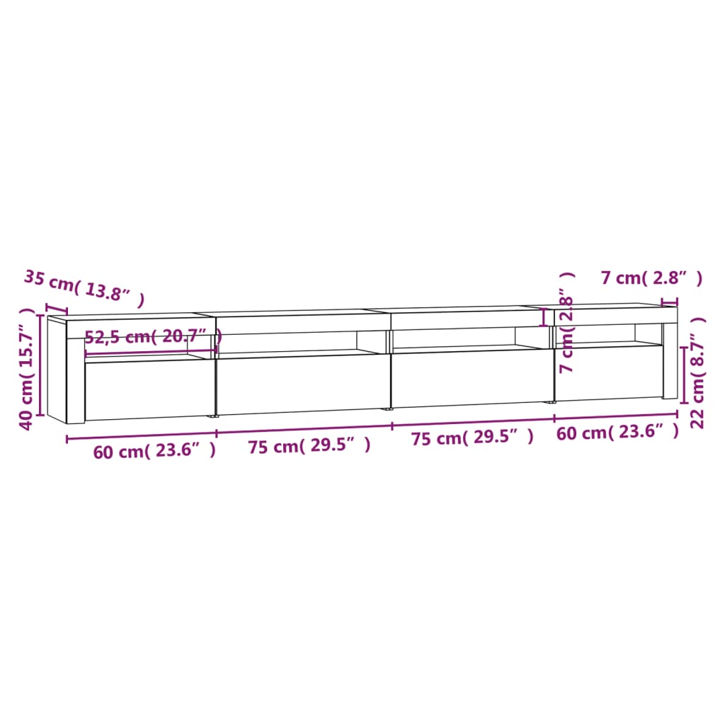 Tv Skříňka S Led Osvětlením Šedá Sonoma 270 X 35 X 40 Cm