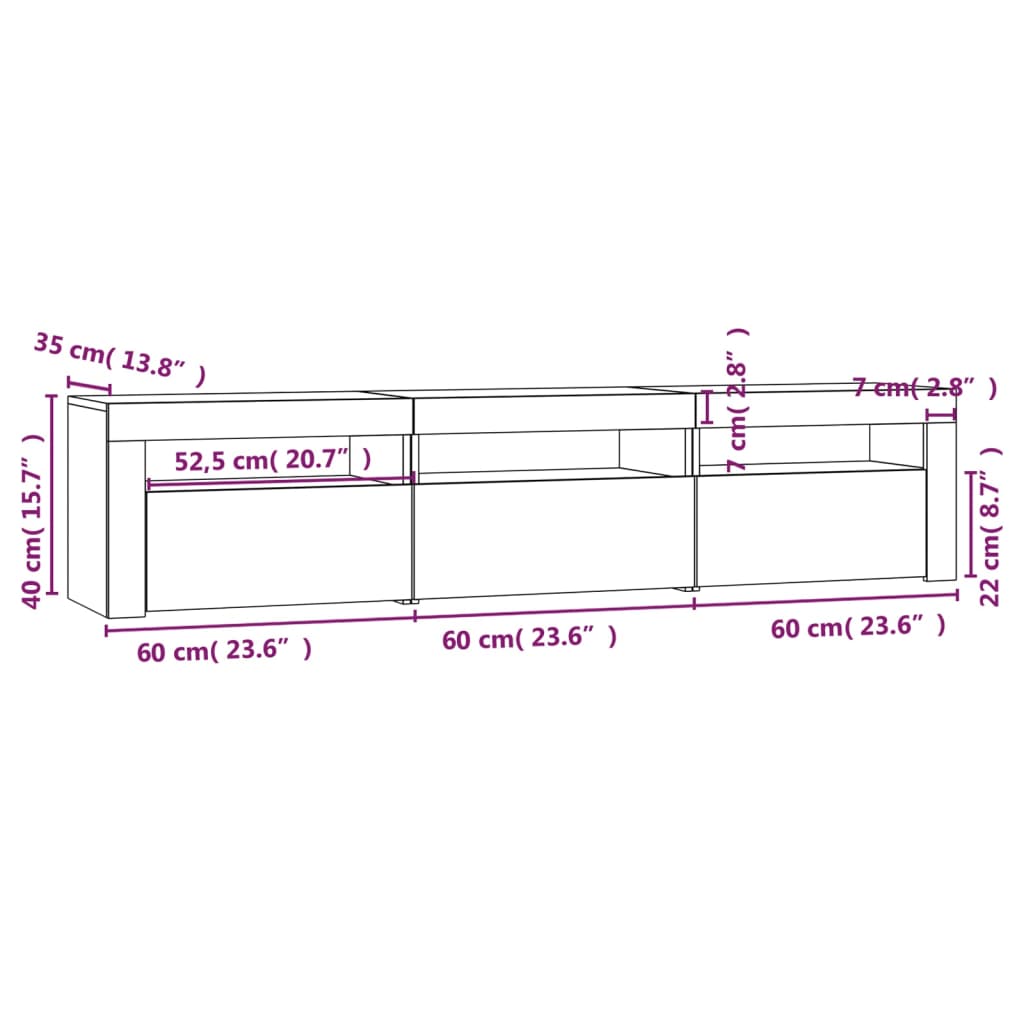 Tv Skříňka S Led Osvětlením Bílá 180 X 35 X 40 Cm