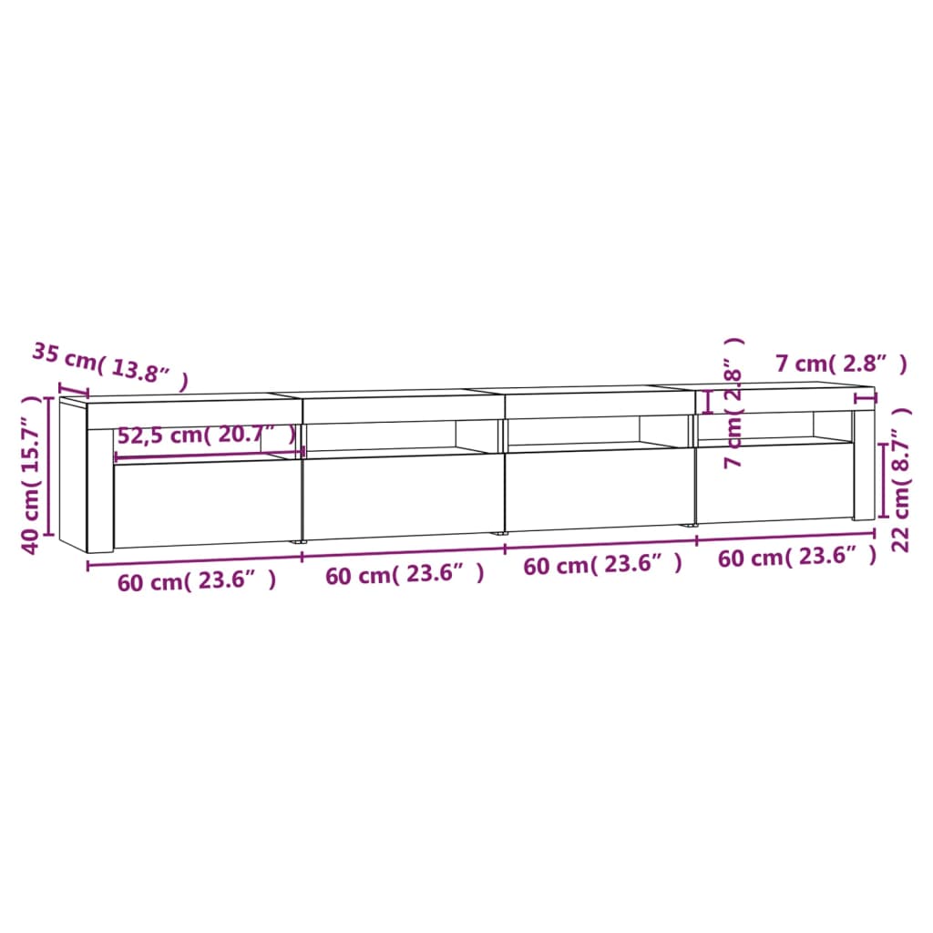 Tv Skříňka S Led Osvětlením Dub Sonoma 240X35X40 Cm