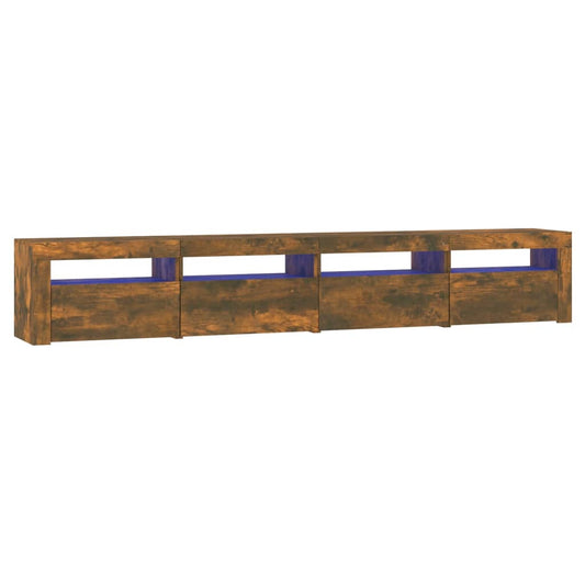 Tv Skříňka S Led Osvětlením Kouřový Dub 240X35X40 Cm