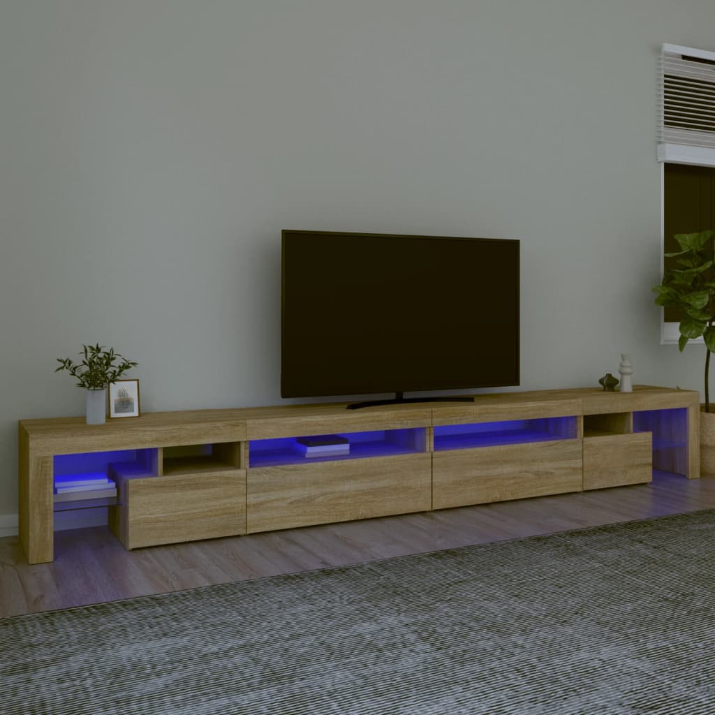 Tv Skříňka S Led Osvětlením Betonově Šedá 200X36,5X40 Cm