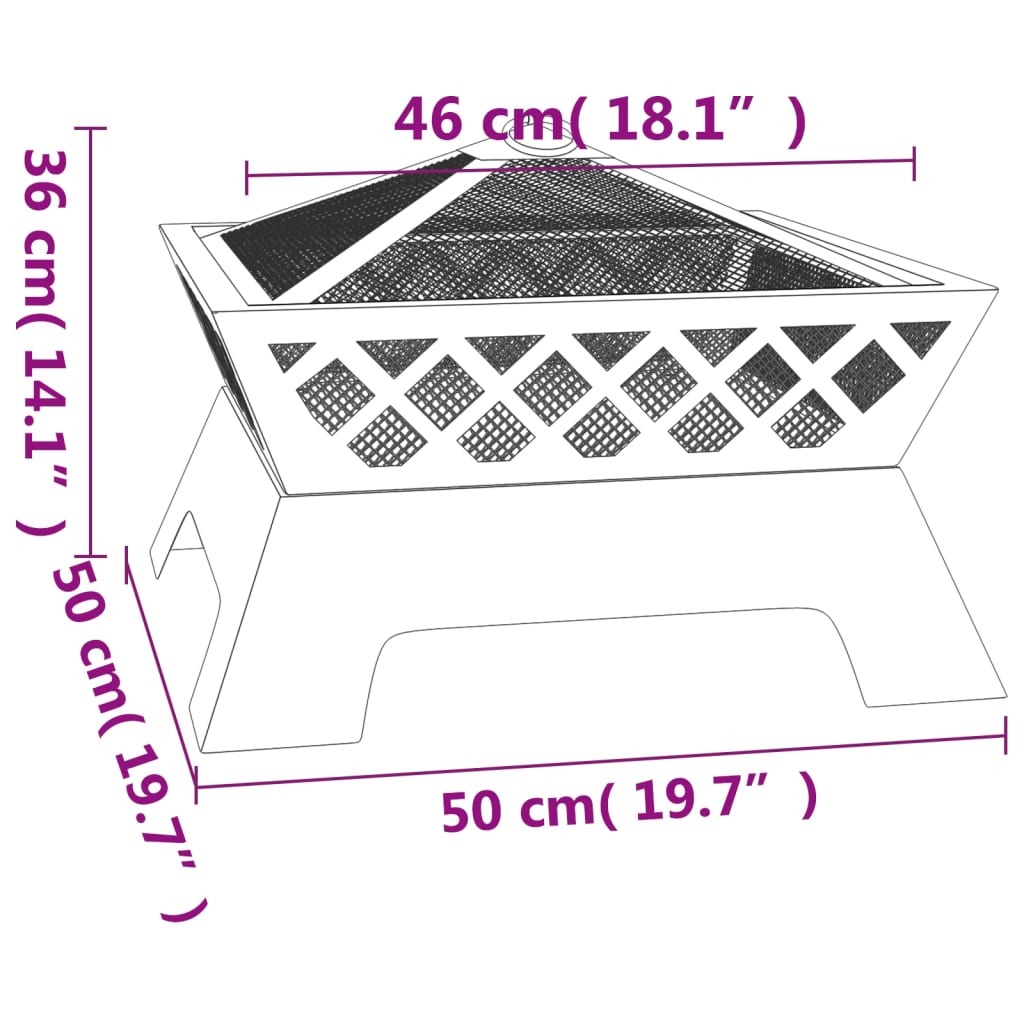 Ohniště S Pohrabáčem 50 Cm Xxl Ocel