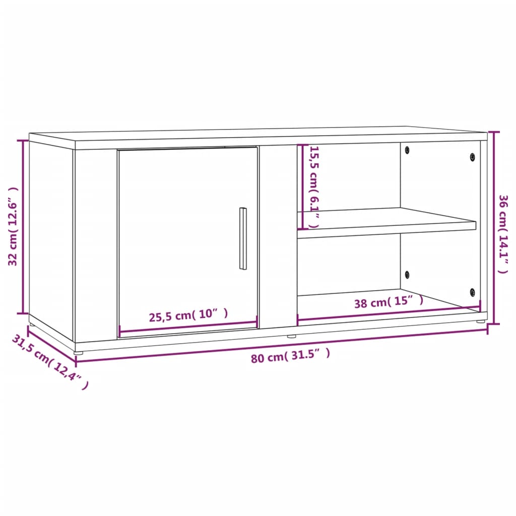 Tv Skříňky 2 Ks Černé 80 X 31,5 X 36 Cm Kompozitní Dřevo
