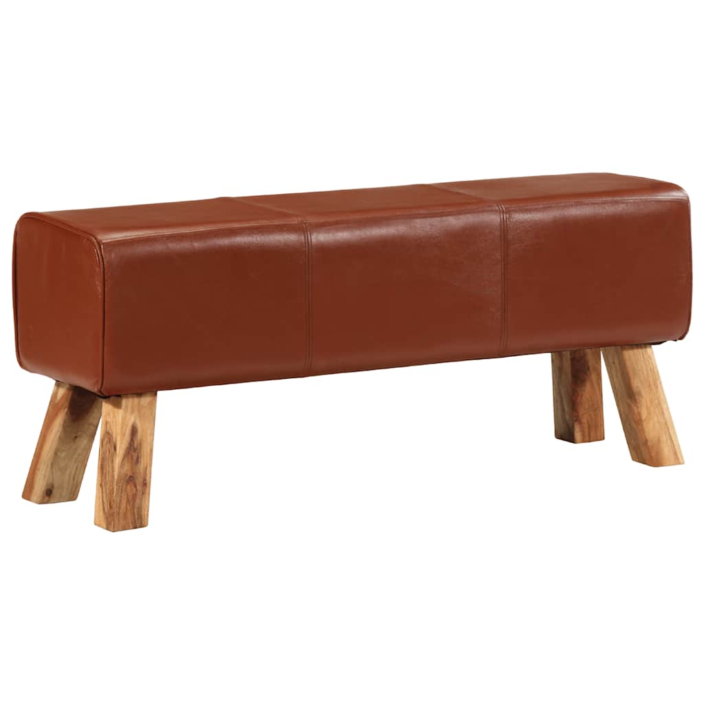 Lavice Gymnastický Kůň Hnědá 110 Cm Pravá Kůže A Mangovník