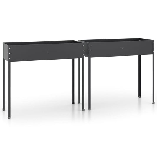 Zahradní Truhlíky 2 Ks Antracitové Pozinkovaná Ocel