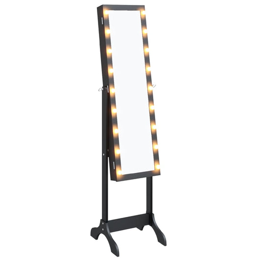 Volně Stojící Zrcadlo S Led Černé 34 X 37 X 146 Cm