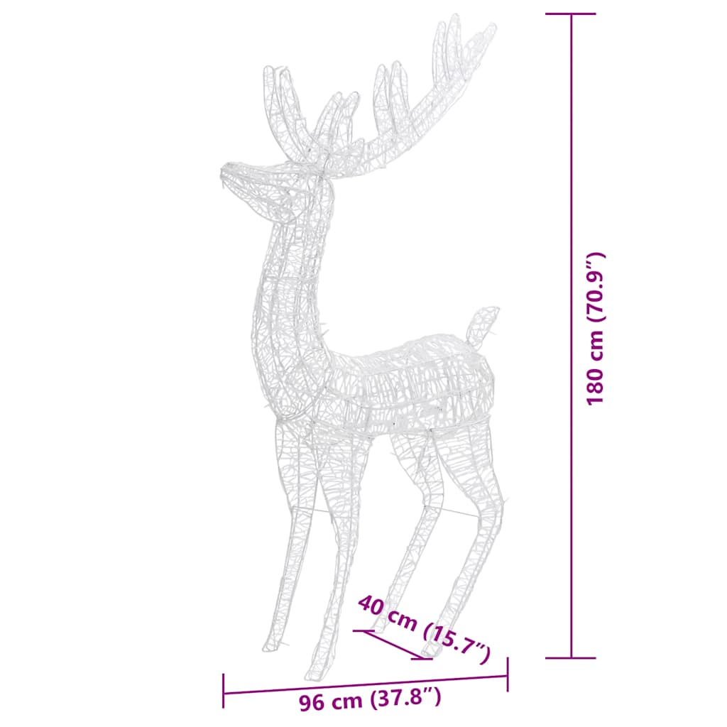 Xxl Akryloví Vánoční Sobi S 250 Mi Led 3 Ks 180 Cm Vícebarevný