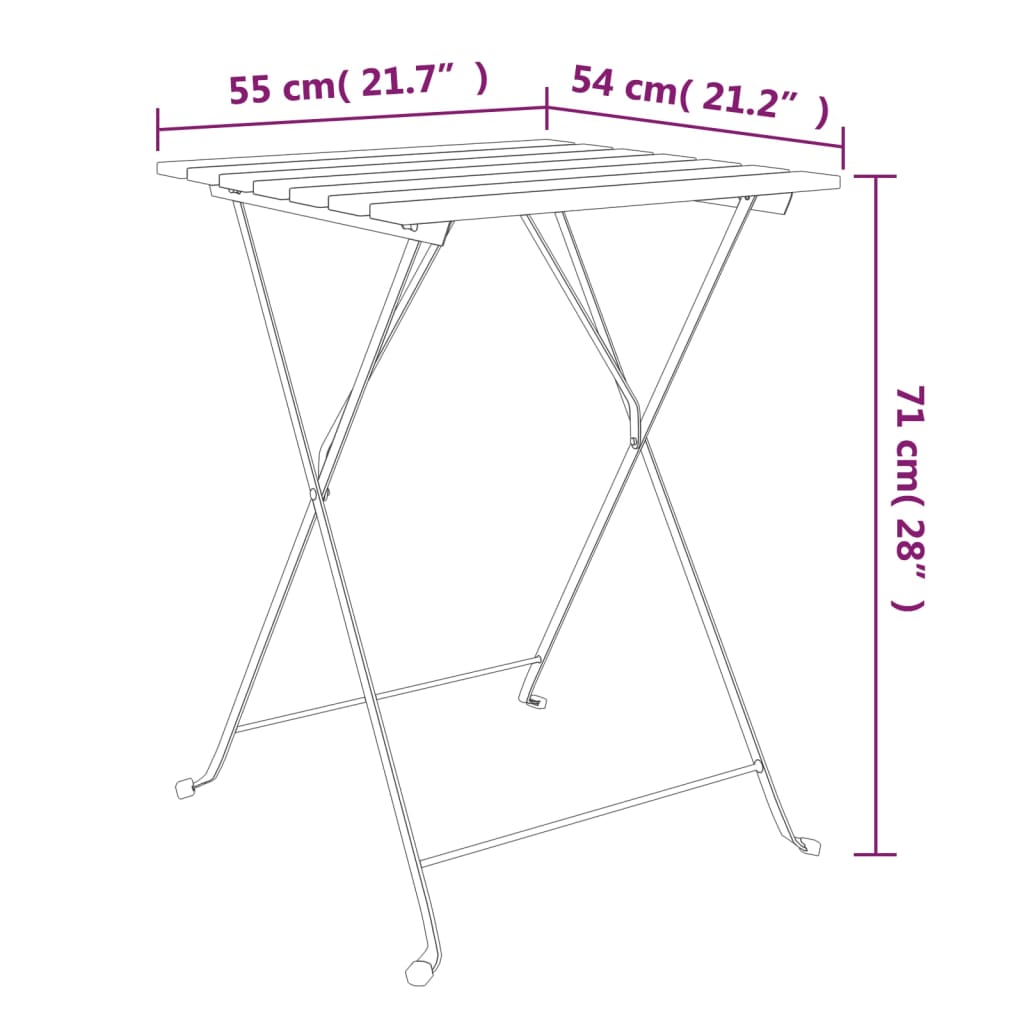 3Dílný Skládací Bistro Set Masivní Akáciové Dřevo A Ocel