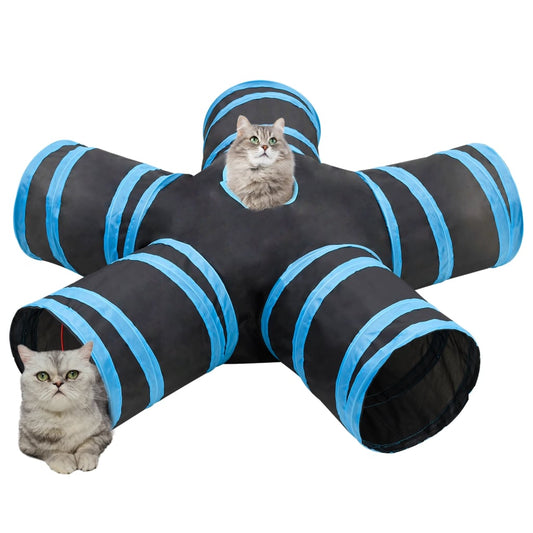 Kočičí Tunel 5Cestný Černý A Modrý 25 Cm Polyester
