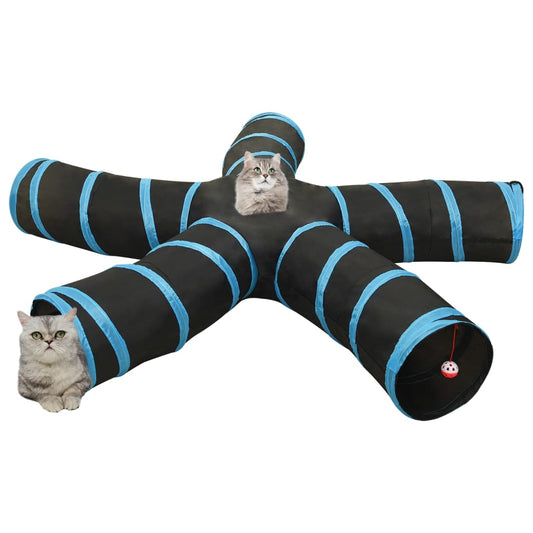 Kočičí Tunel 5Cestný Černý A Modrý 25 Cm Polyester
