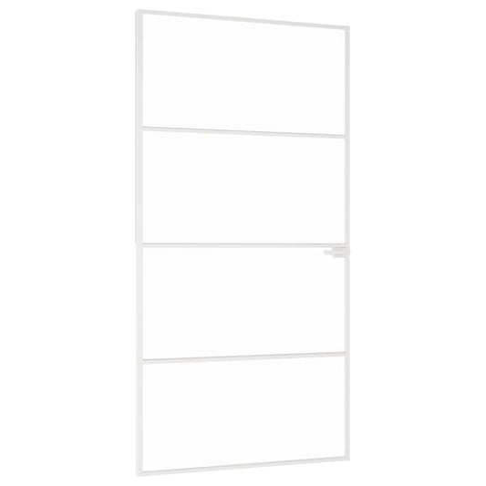 Interiérové Dveře Bílé 102X201,5 Cm Tvrzené Sklo A Hliník Úzké