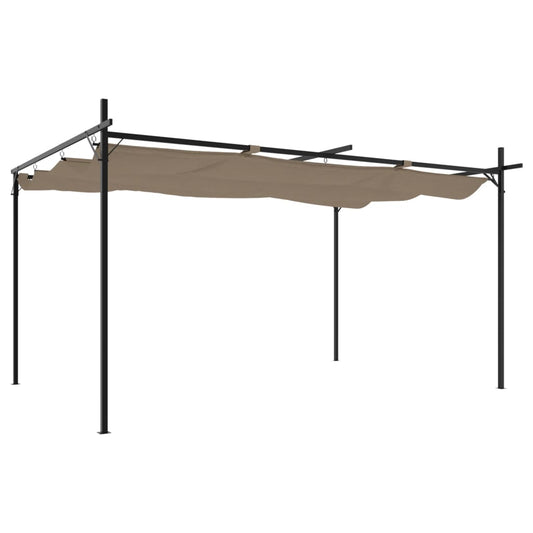 Pergola Se Zatahovací Střechou Taupe 395 X 292 X 230 Cm