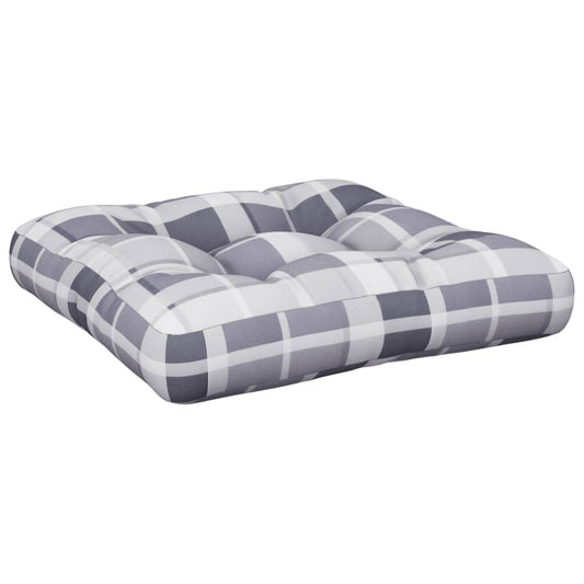 Poduška Na Palety Šedá Károvaná 60 X 60 X 12 Cm Textil
