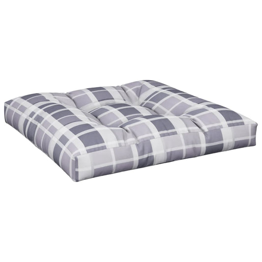 Poduška Na Palety Šedá Károvaná 80 X 80 X 12 Cm Textil