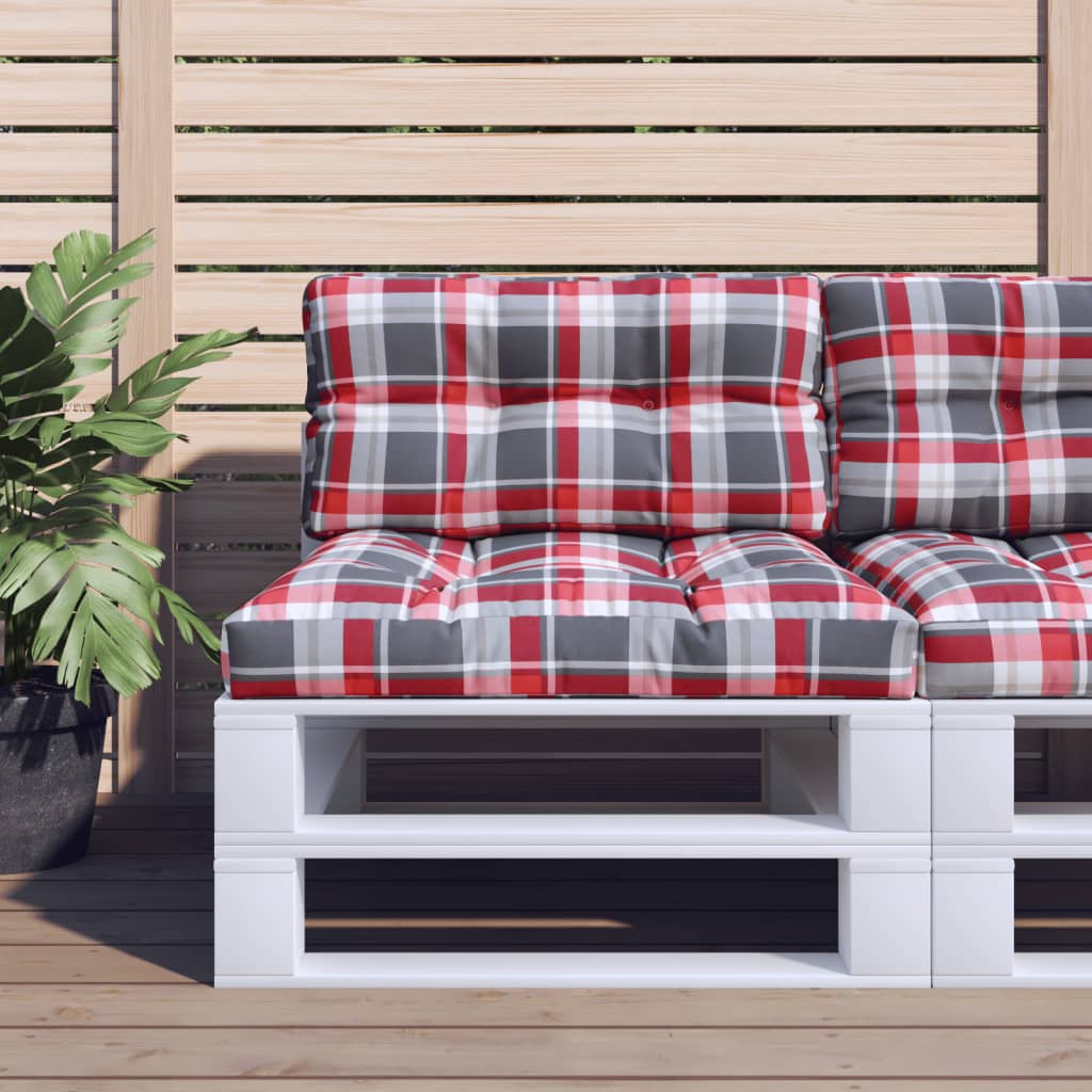 Poduška Na Palety Červená Károvaná 80 X 40 X 10 Cm Textil Vzor Červená Kostka