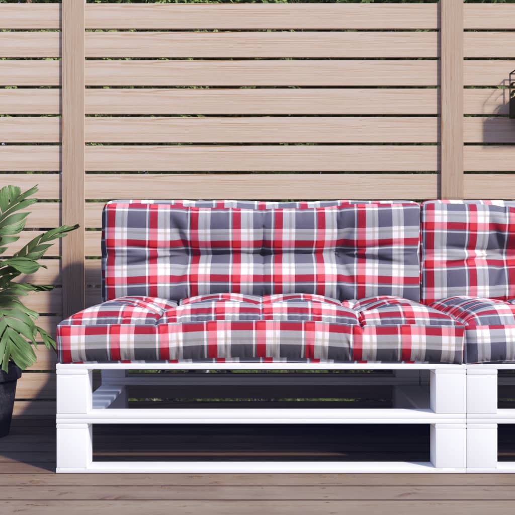 Poduška Na Palety Červená Károvaná 80 X 40 X 10 Cm Textil Vzor Červená Kostka