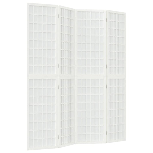 Skládací 4Dílný Paraván V Japonském Stylu Bílý