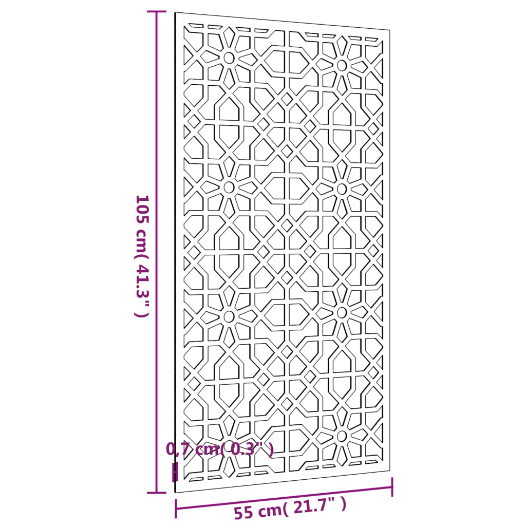 Zahradní Nástěnná Dekorace 105 X 55 Cm Corten Maurský Design Černá
