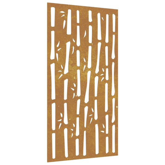 Zahradní Nástěnná Dekorace 105 X 55 Cm Cortenová Ocel Bambus
