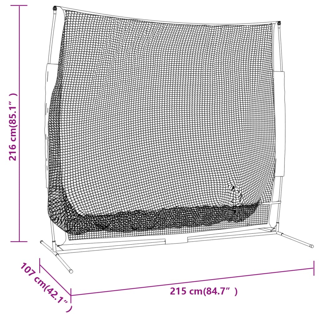 Přenosná Baseballová Síť Černá/Červená 215X107X216 Cm Polyester