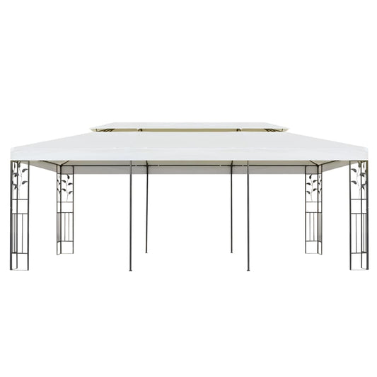 Altán S Dvojitou Střechou Bílý 6 X 3 M Ocel Šedá