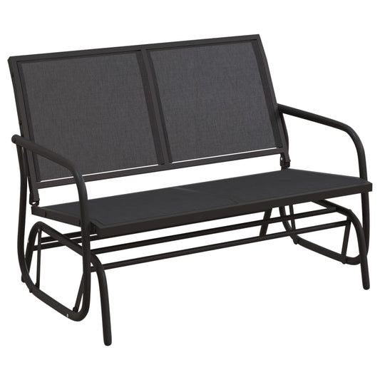 Zahradní Lavice Glider Černá 120,5X76X86,5 Cm Textilen A Ocel
