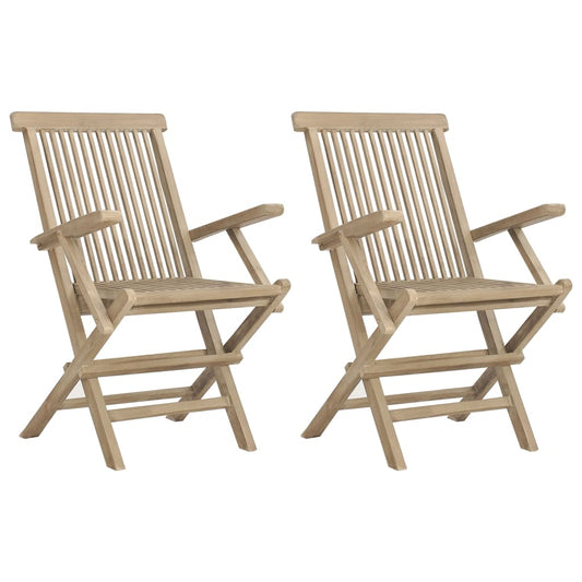 Skládací Zahradní Židle 2 Ks Šedé 56 X 61 X 89 Cm Masivní Teak