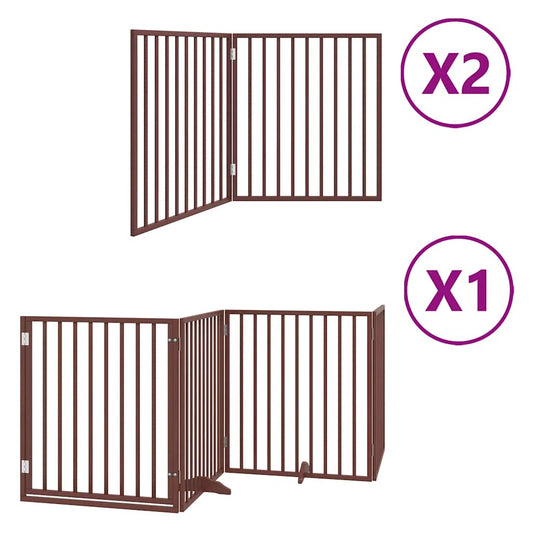 Zábrana Pro Psy S Dvířky Skládací 8 Panelů Hnědá 640 Cm Topol
