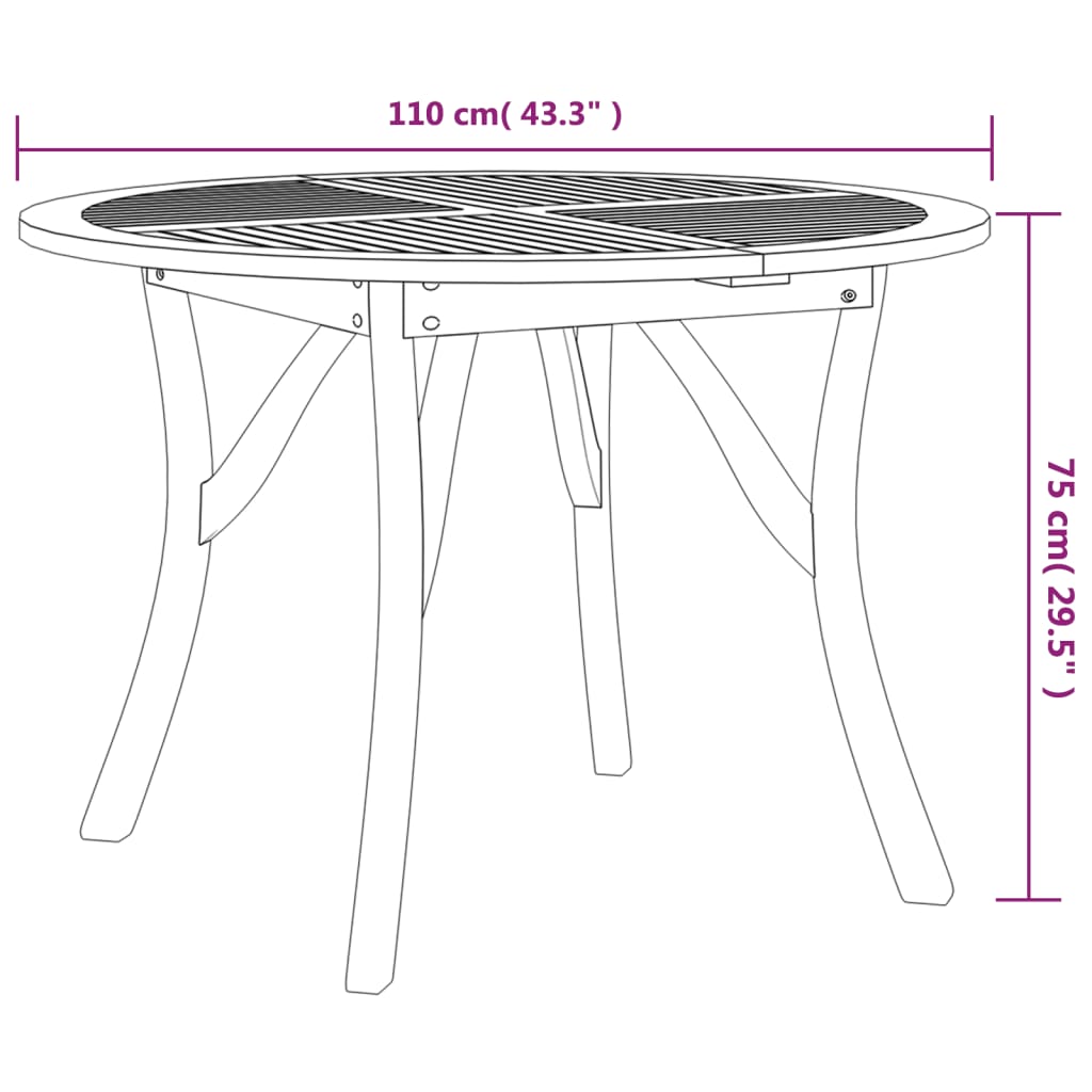 Zahradní Stůl Ø 110 Cm Masivní Akáciové Dřevo