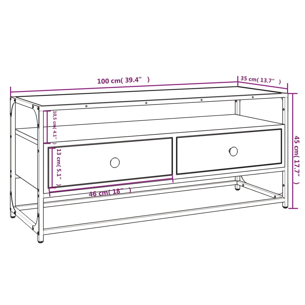 Tv Skříňka Šedá Sonoma 100 X 35 X 45 Cm Kompozitní Dřevo