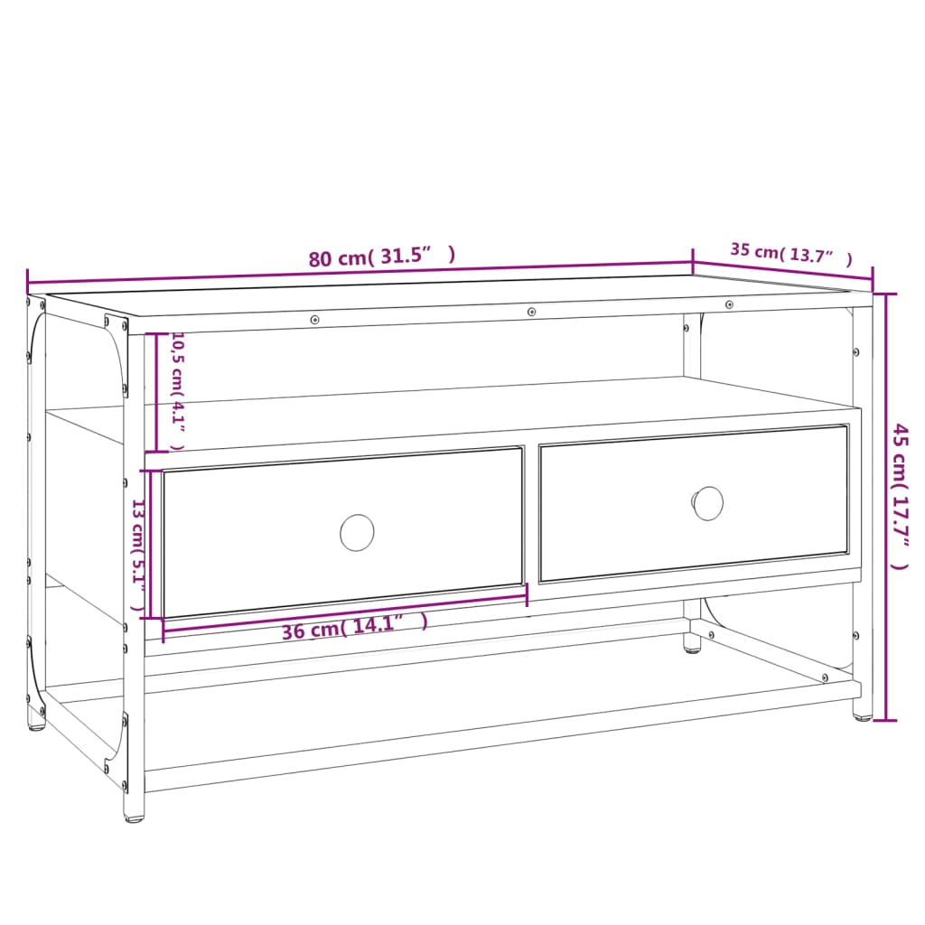 Tv Skříňka Šedá Sonoma 80 X 35 X 45 Cm Kompozitní Dřevo