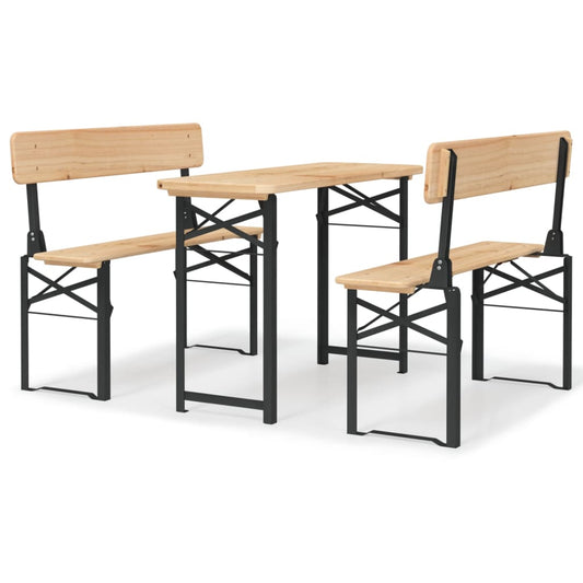 3Dílný Skládací Bistro Set Masivní Jedlové Dřevo