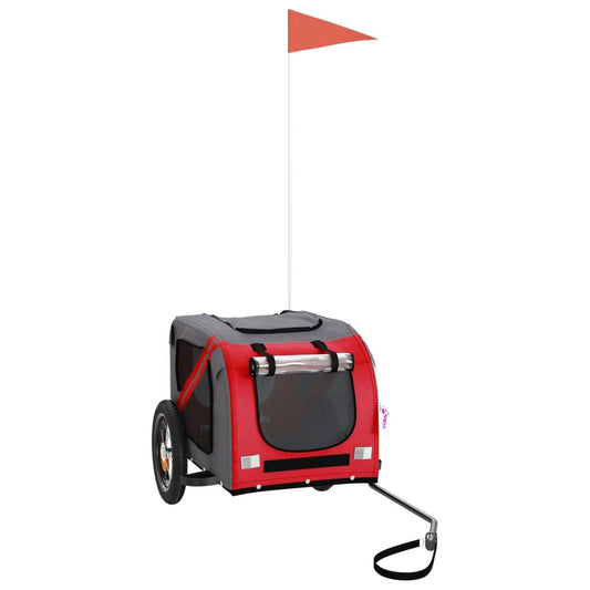Vozík Za Kolo Pro Psa Červený A Šedý Oxfordská Tkanina/Železo