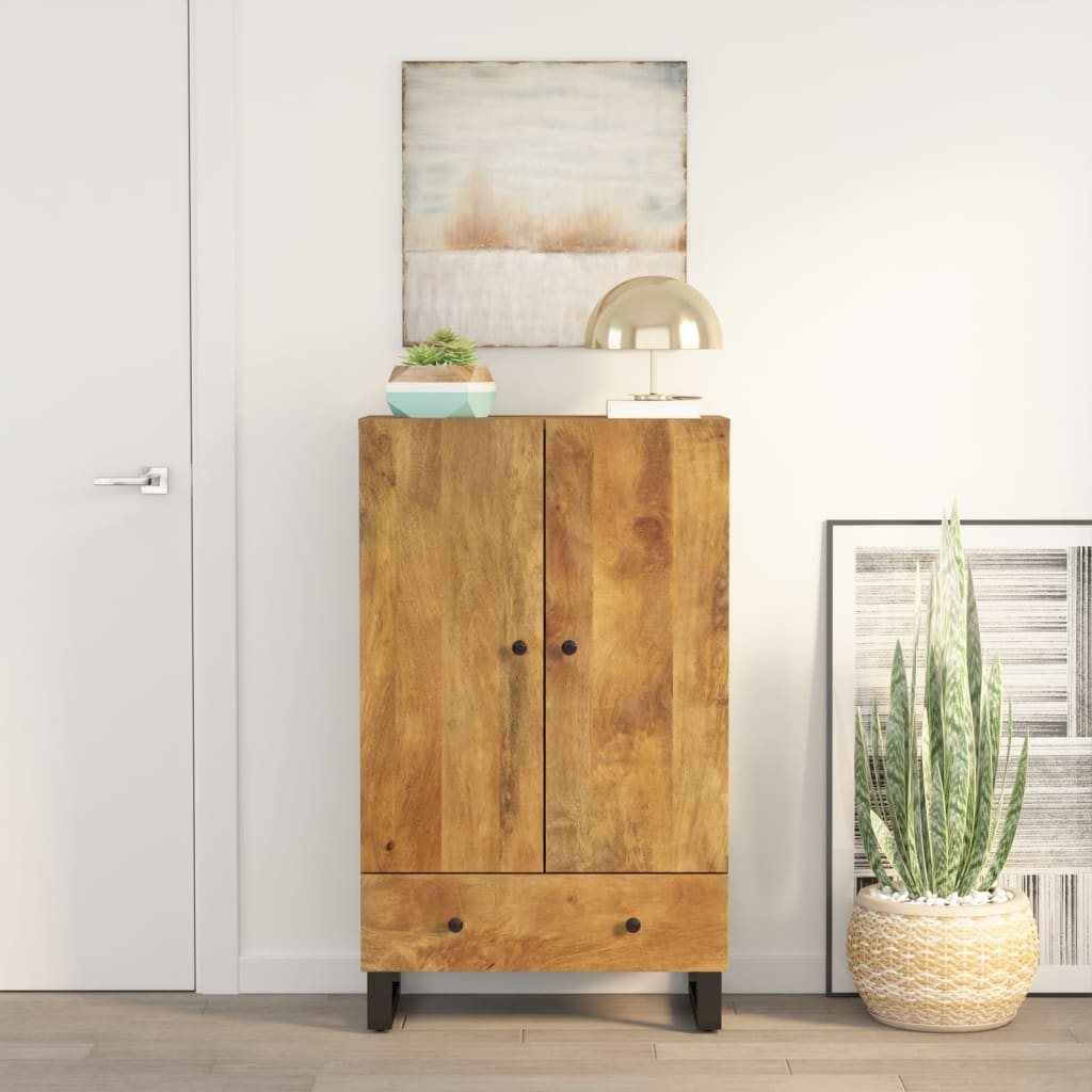 Komoda Se 3 Dvířky 40 X 33 X 110 Cm Masivní Akácie A Železo