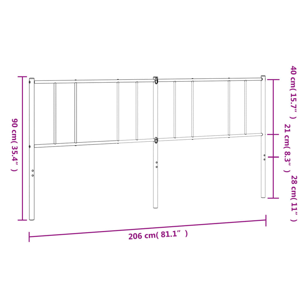 Kovové Náhradní Čelo Postele Černé 200 Cm