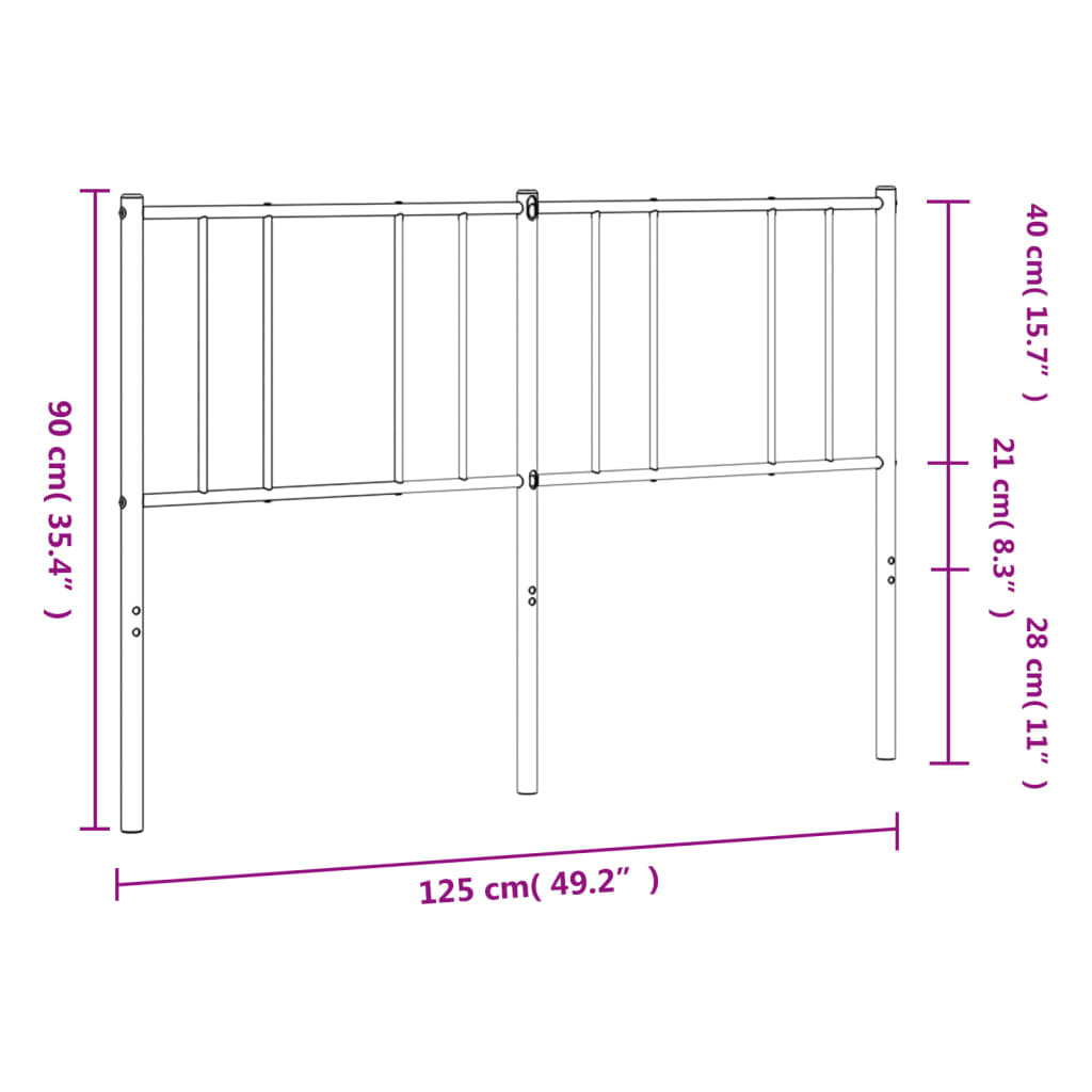 Kovové Náhradní Čelo Postele Bílé 120 Cm